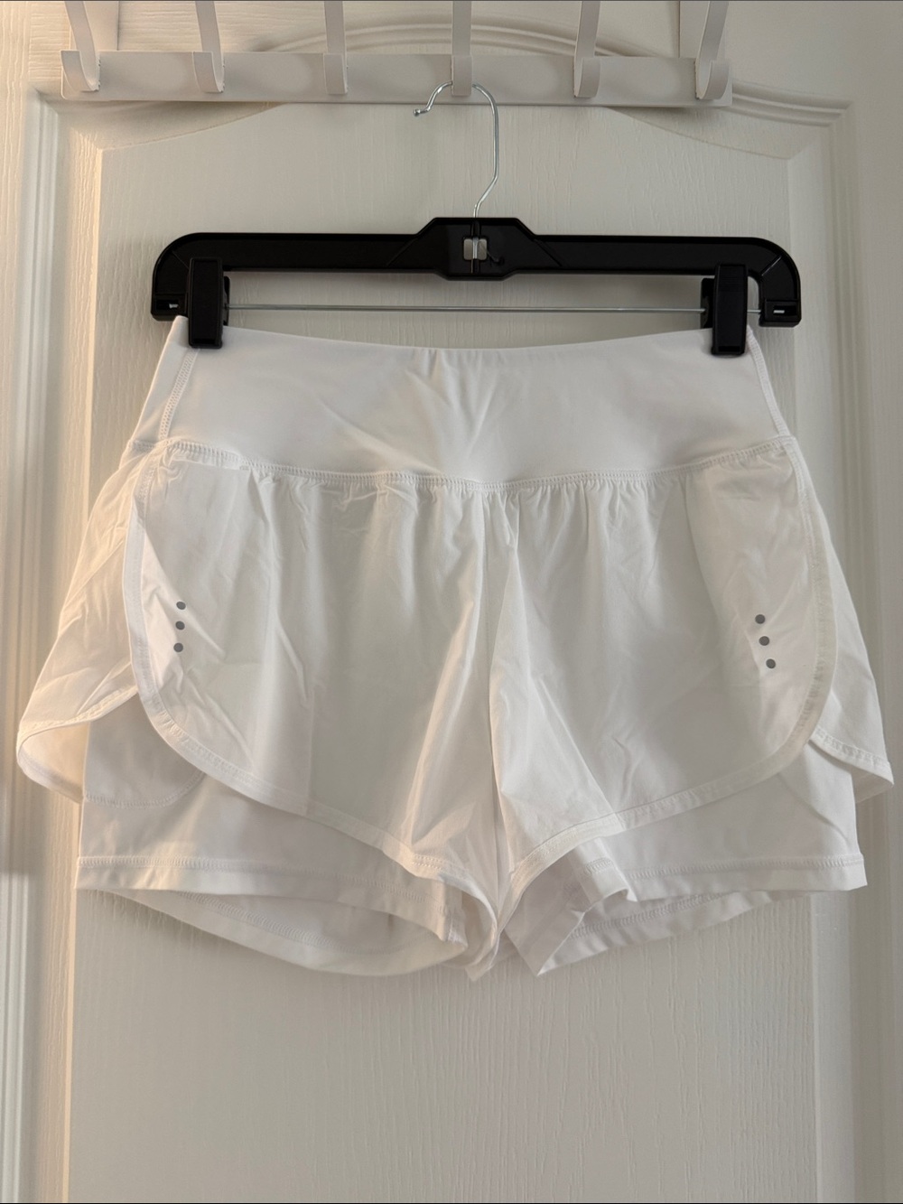 Women's White Layered Athletic Running Shorts